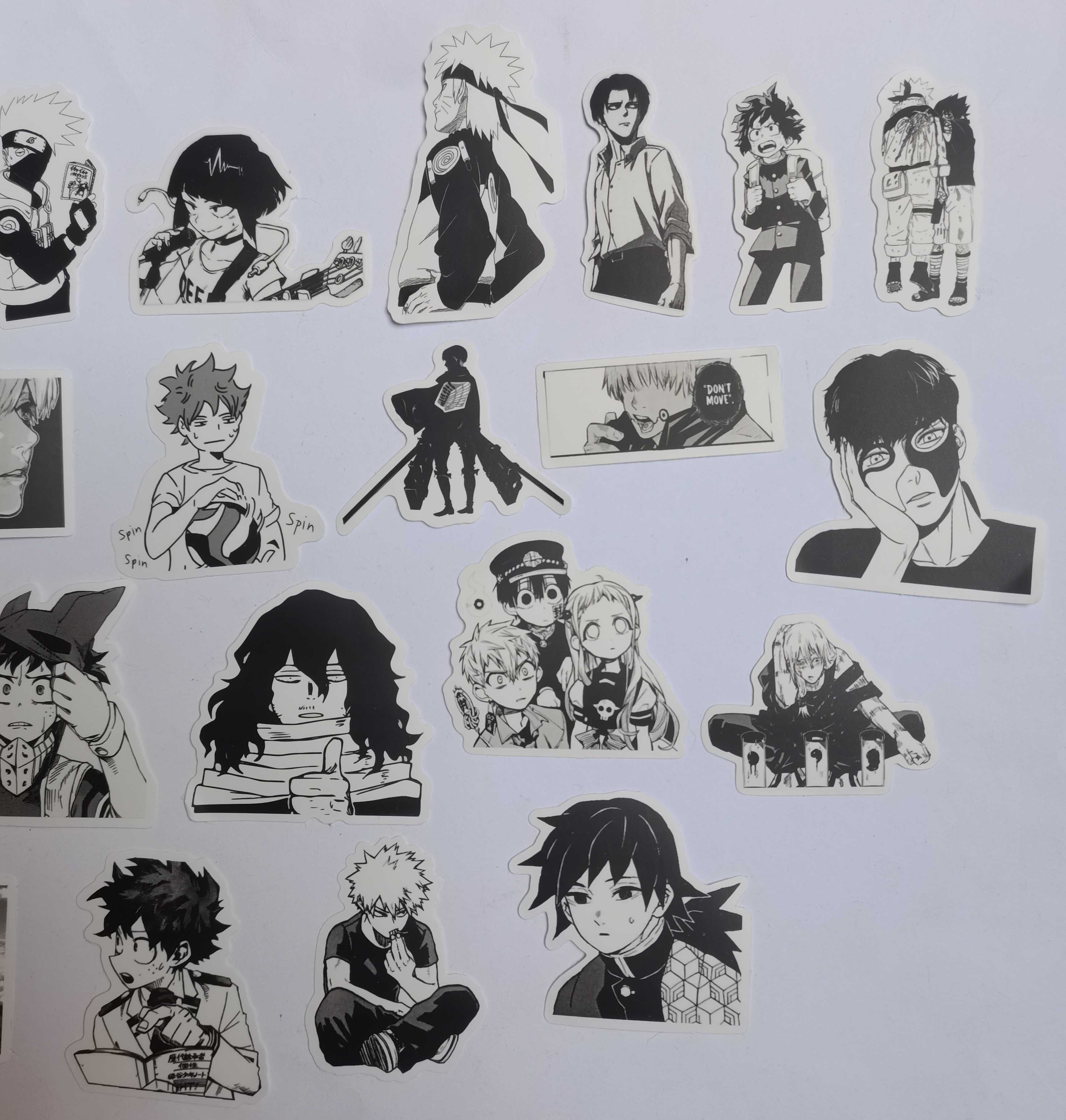 Czarno-białe naklejki manga, anime, zestaw naklejek - 25 sztuk [2]