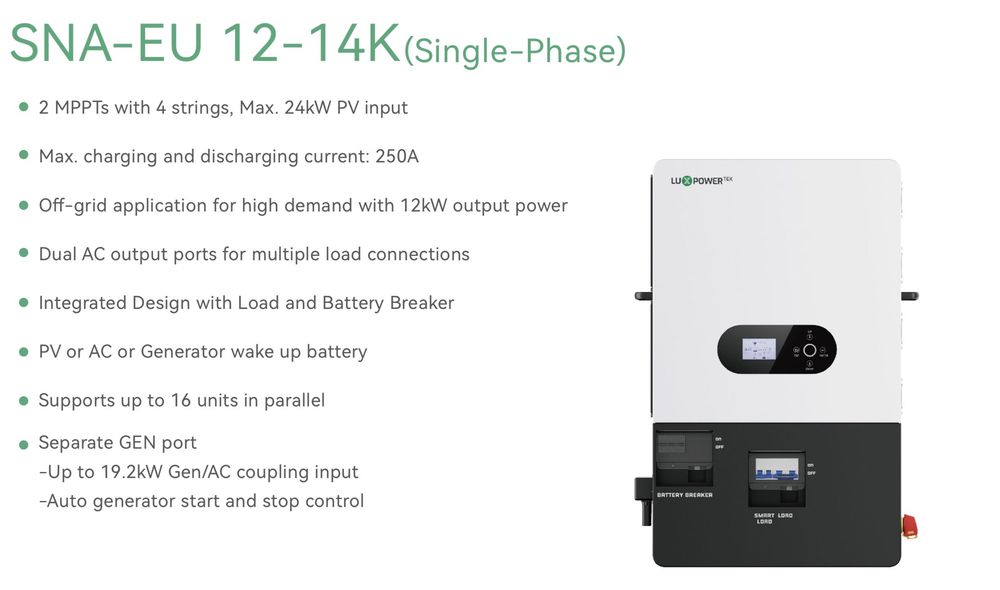LUXPOWER inwerter offgrid 14kW SNA LV 48V 1faza -4249 zł+wysyłka 1zł!