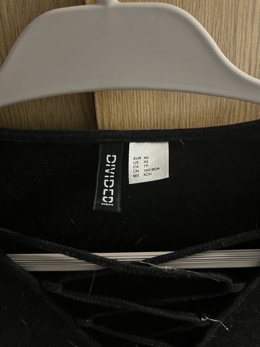 Body dopasowane czarne wiązane na dekolcie h&m 34 XS 36 S hm