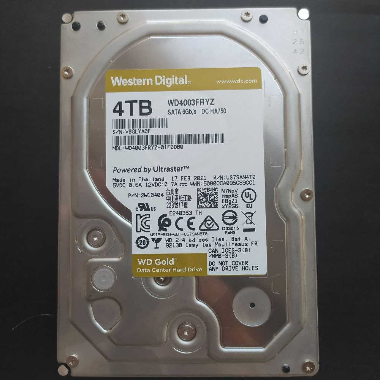 WD Gold 4TB WD4003FRYZ (на глобальной гарантии WD)
