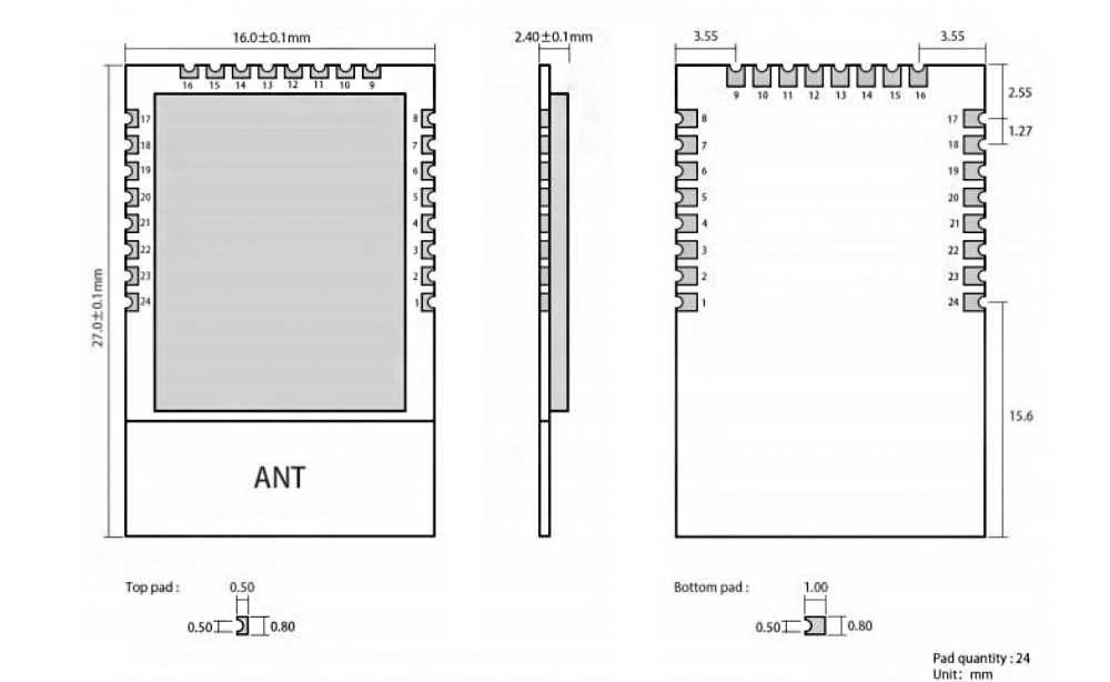 ZigBee 3.0 модуль E18-MS1PA2-PCB PA LNA, 100 мВт, дальность до 800м