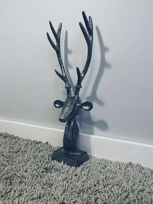 Piękne srebrne rogi figurka rzeźba jeleń dekoracja