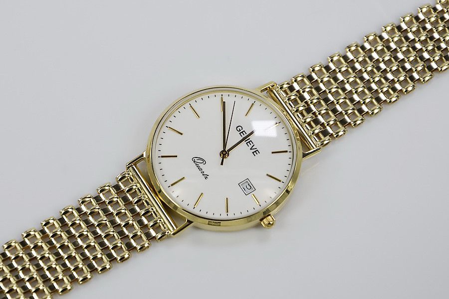 Złoty zegarek męski 14k Geneve biała tarcza mw006ydw&mbw004y Gdańsk