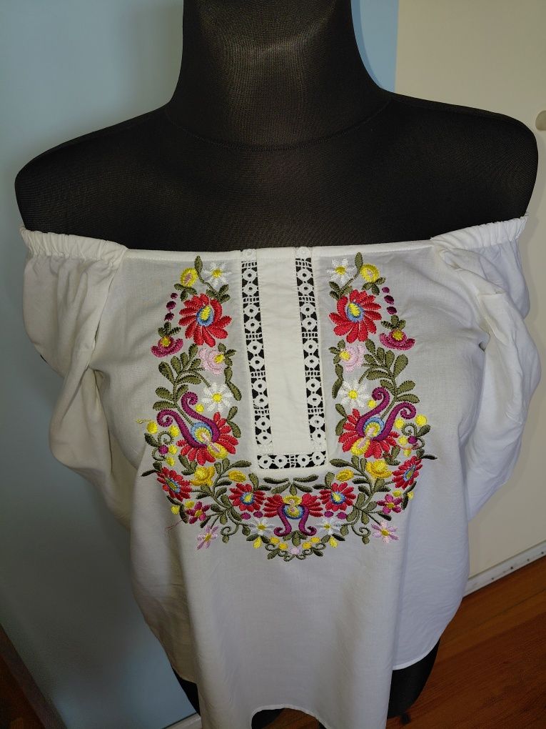 Śliczna bluzeczka folk boho bawełna z haftem MONSOON r. M/L