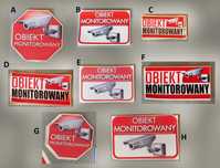 Tabliczka PCV PVC Obiekt Monitorowany Monitoring kamera naklejka