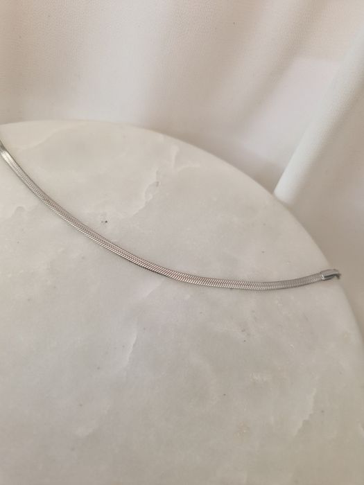 Srebrna bransoletka płaska żmijka łańcuszek stal chirurgiczna