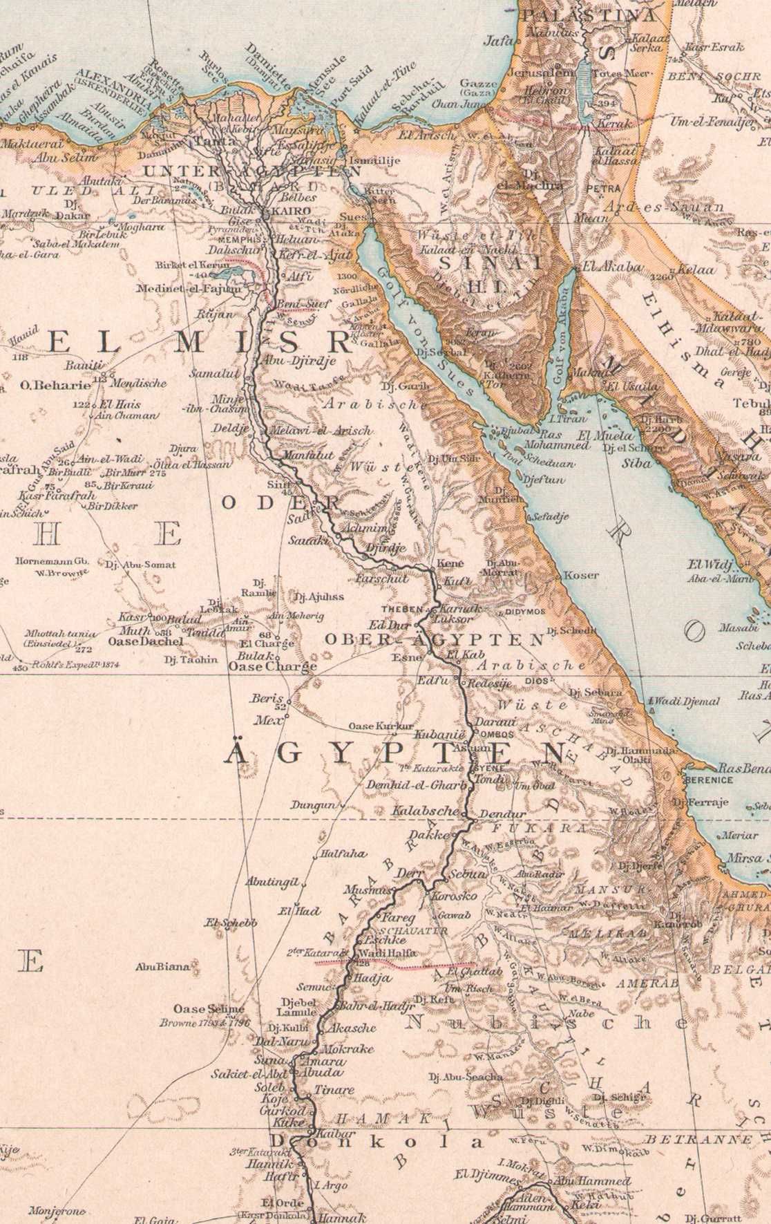 Egipt Sahara Morze Czerwone Nubia Sudan Afryka Pn. 1886 r. autentyk