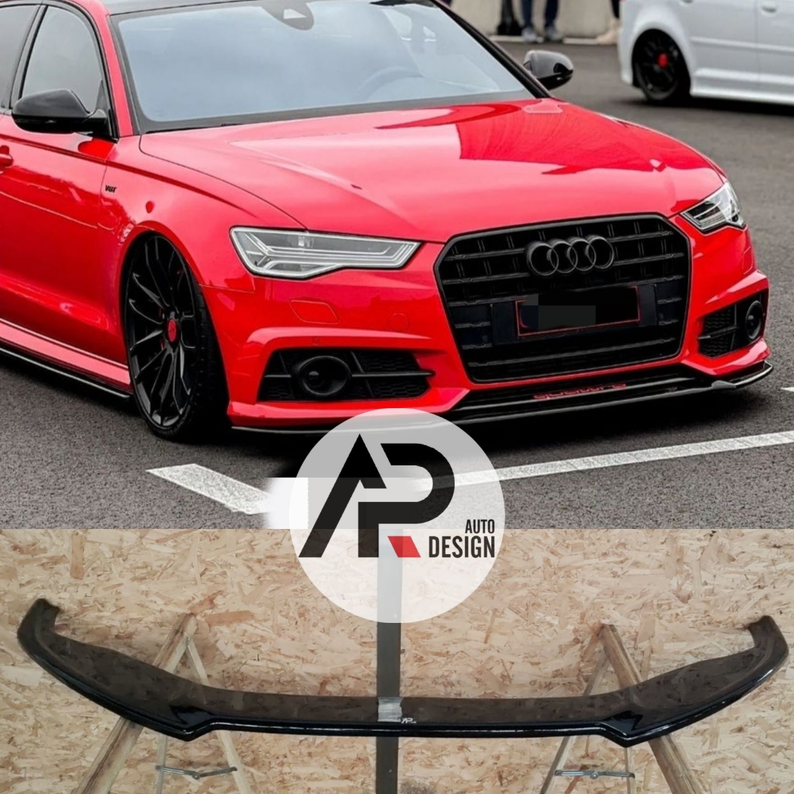 Audi A6 C7 Lip Lamina Aba Frontal RS Preto brilhante