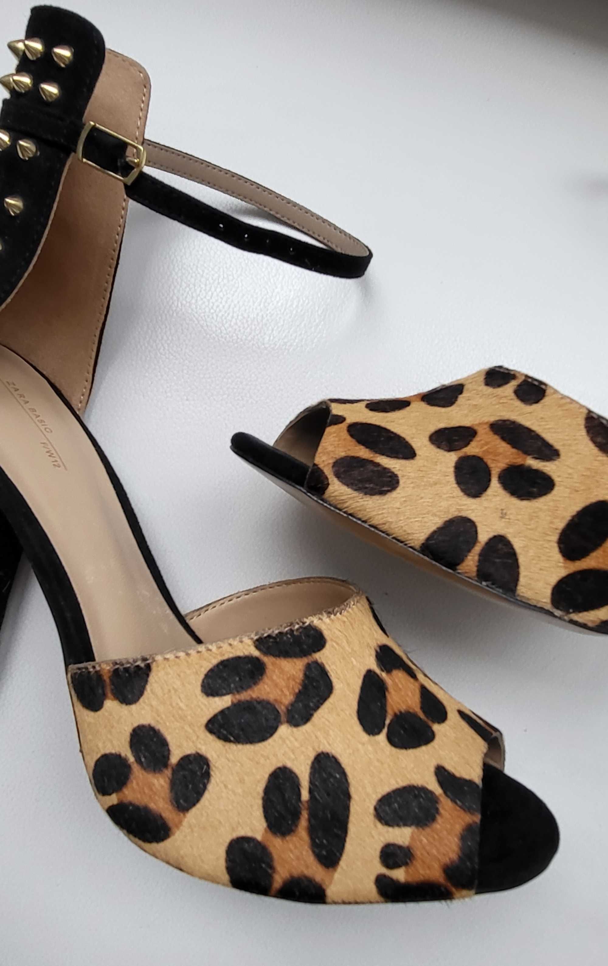 ZARA sandały nity leopard skóra roz 41