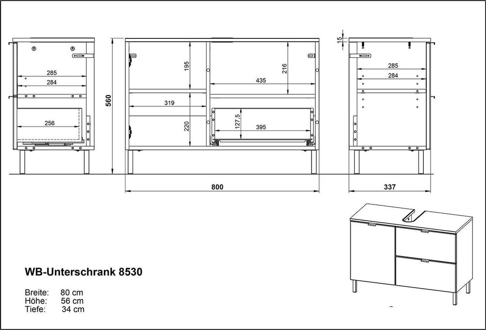 тумба тумбочка під умивальник Germania 8530-84 GW-MAURESA 80x56x34 см
