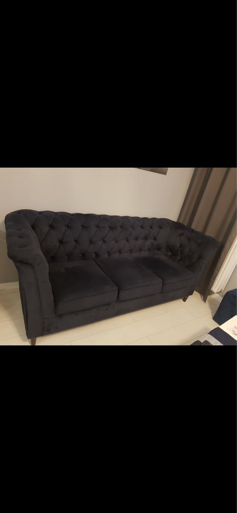 Sofa glamur ciemny granat.