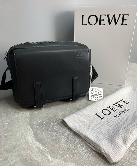Loewe XS Military сумка через плече чорна чоловіча мужская шкіряна