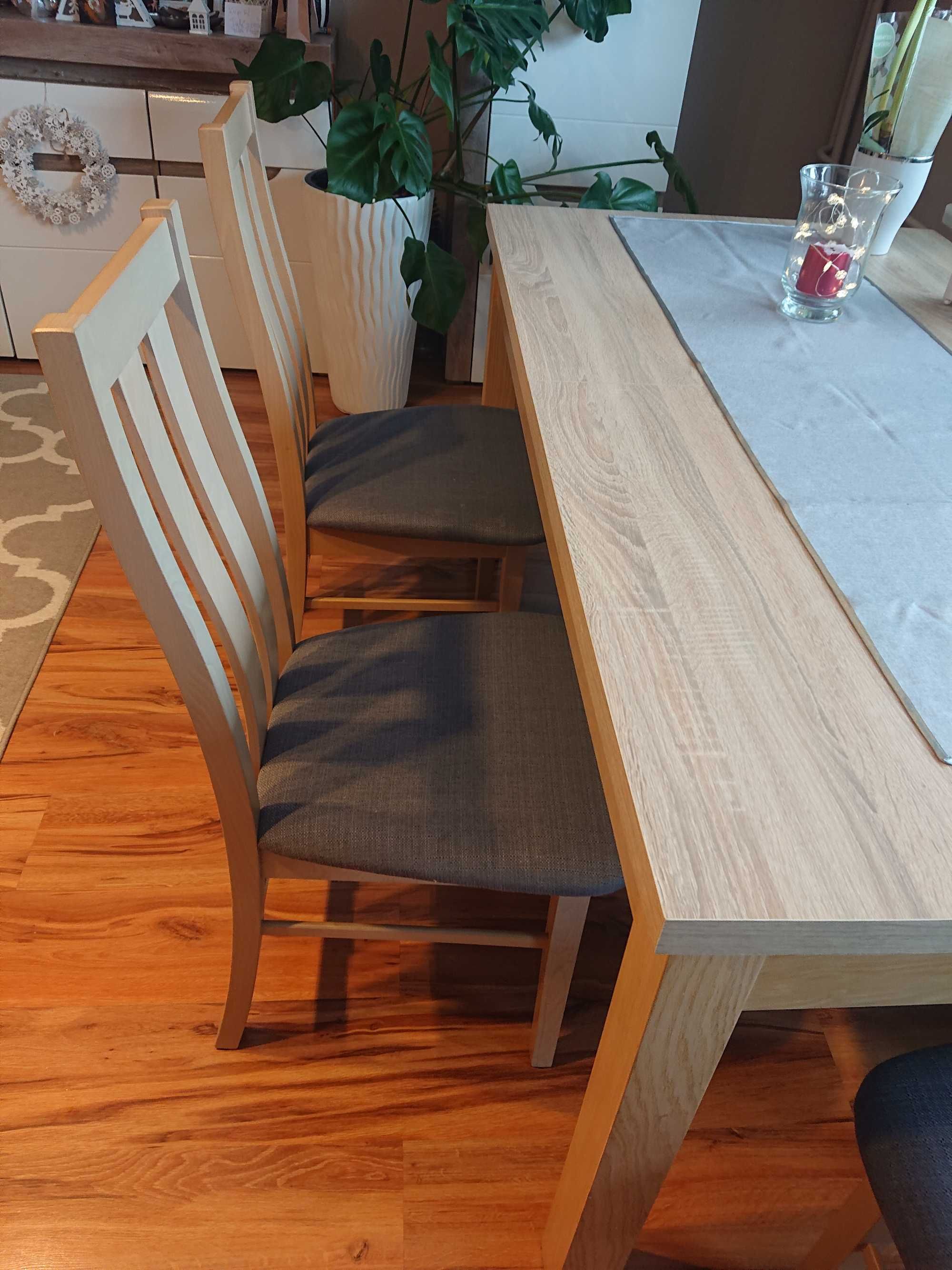 Stół Bartek + 4 krzesła dąb sonoma 160(200)x90