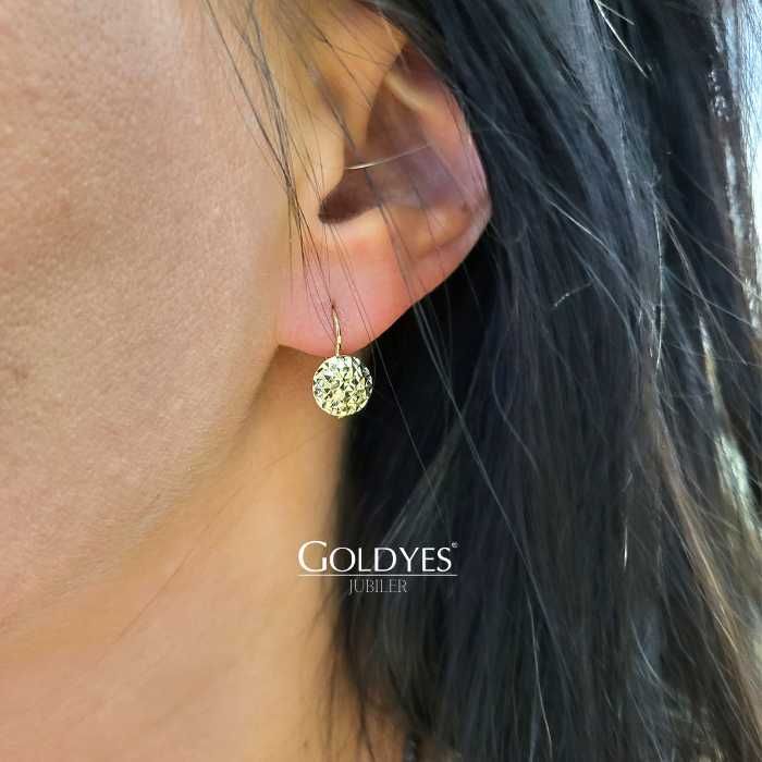 Złote kolczyki DIAMENTOWANE próba 585
