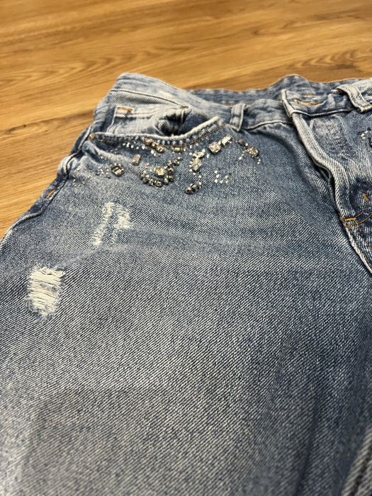 Spodenki z dlugą nogawką - jeansowe S