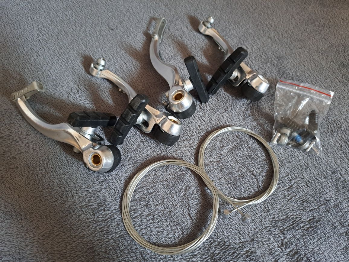 NOWE Hamulce aluminiowe V-Brake srebrne + linki hamulca 2030mm komplet