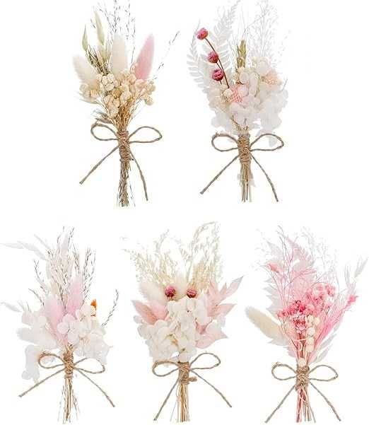 Zestaw 5 bukietów 5 mini suszonych kwiatów gipsophila do dekoracji DIY