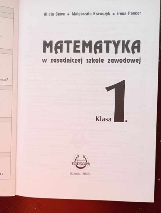 Matematyka w Zasadniczej Szkole Zawodowej - kl.1 - 2002 rok