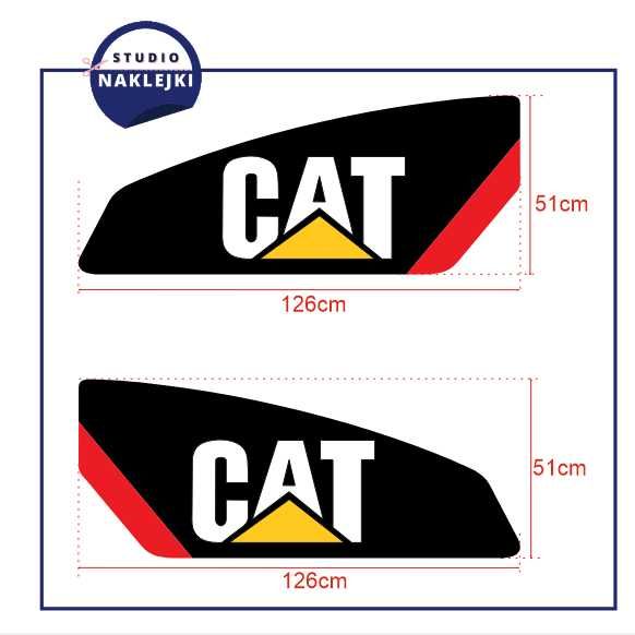 Naklejki CAT Caterpillar 2szt na ramię Duże 126x51cm Nalepka Grafika