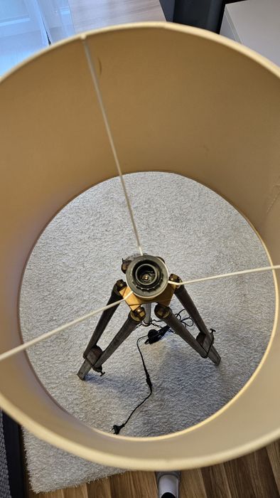 Lampa statyw ozdobna drewniana metalowa