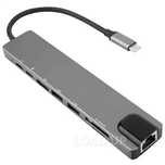 USB Type-C хаб, концентратор 87W, RJ45 Eathernet та HDMI 8 в 1 Є ОПТ