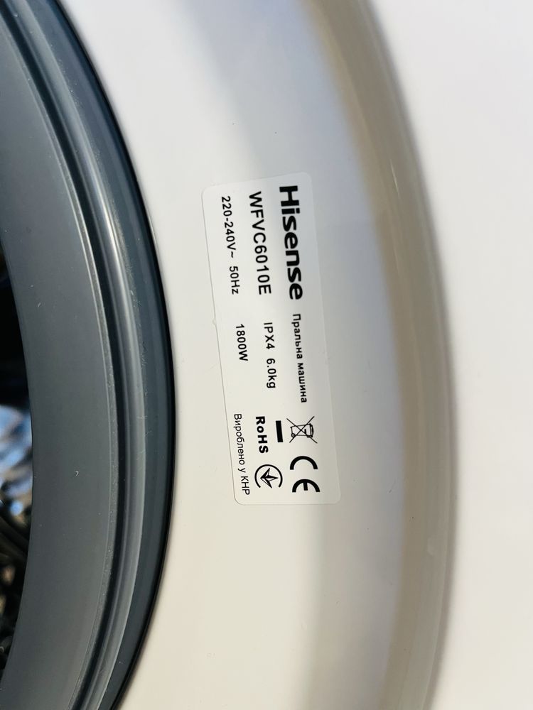 Пральна машинка Hisense WFVC6010E 6кг 40cm стиральная пралка як нова