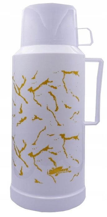 termos szklany wkład szczelny + 2 x kubki biały 1,8l