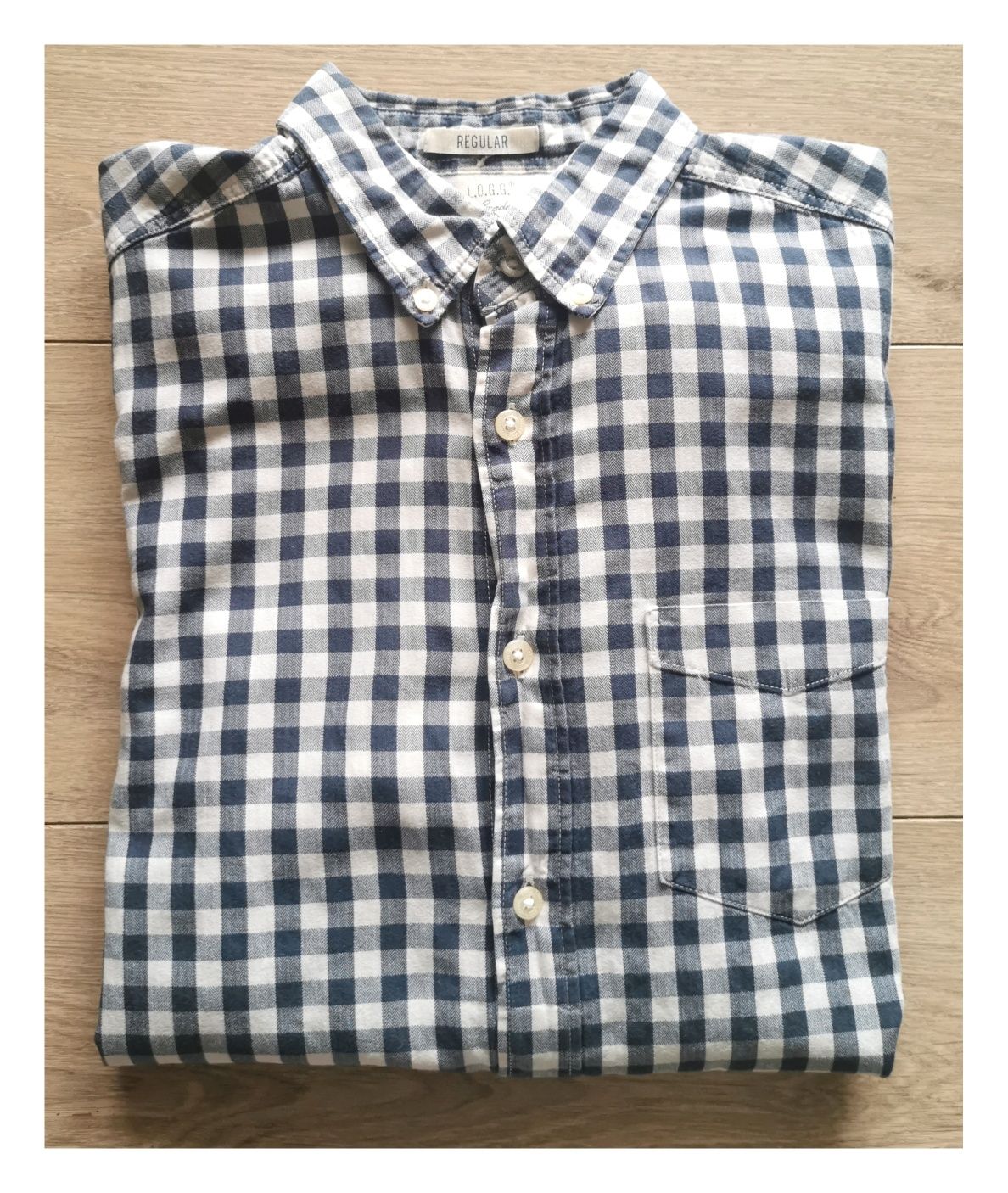 Koszula w kratkę H&M (S/36) #męska #unisex #granatowa