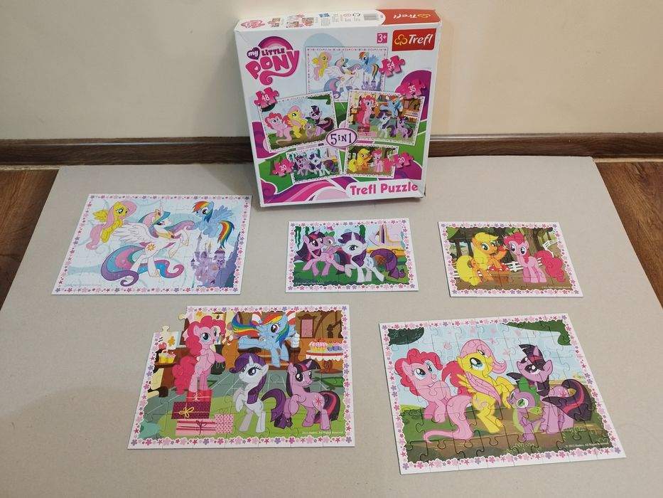 Puzzle My Little Pony 5w1 Trefl, 177 elementów (brak 1 puzzla)