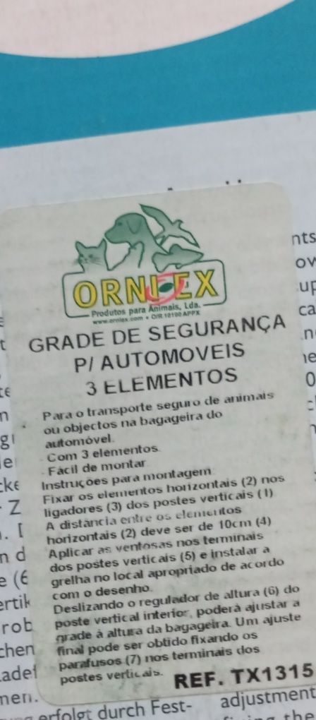 Grade segurança p/ automvel