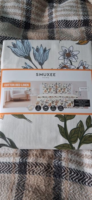 Pościel bawełniana 160 x 200 smukee kwiaty okazja dwustronna