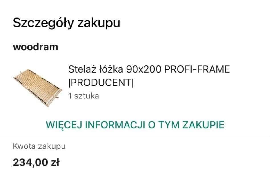 Łóżko drewniane sosnowe pojedyncze z dnem i materacem
