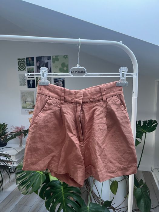 lniane szorty w łososiowym kolorze lato cute XS