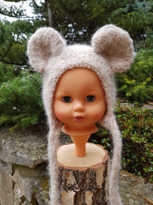 Czapka Mysz Beż 54/56 alpaka/jedwab