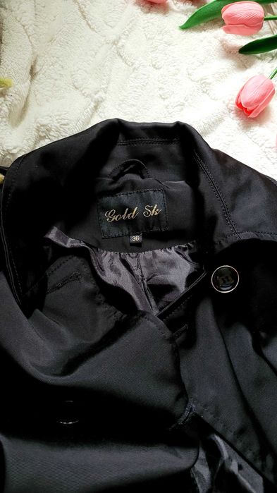 Elegancka czarna wiosenna kurteczka trench  36 S