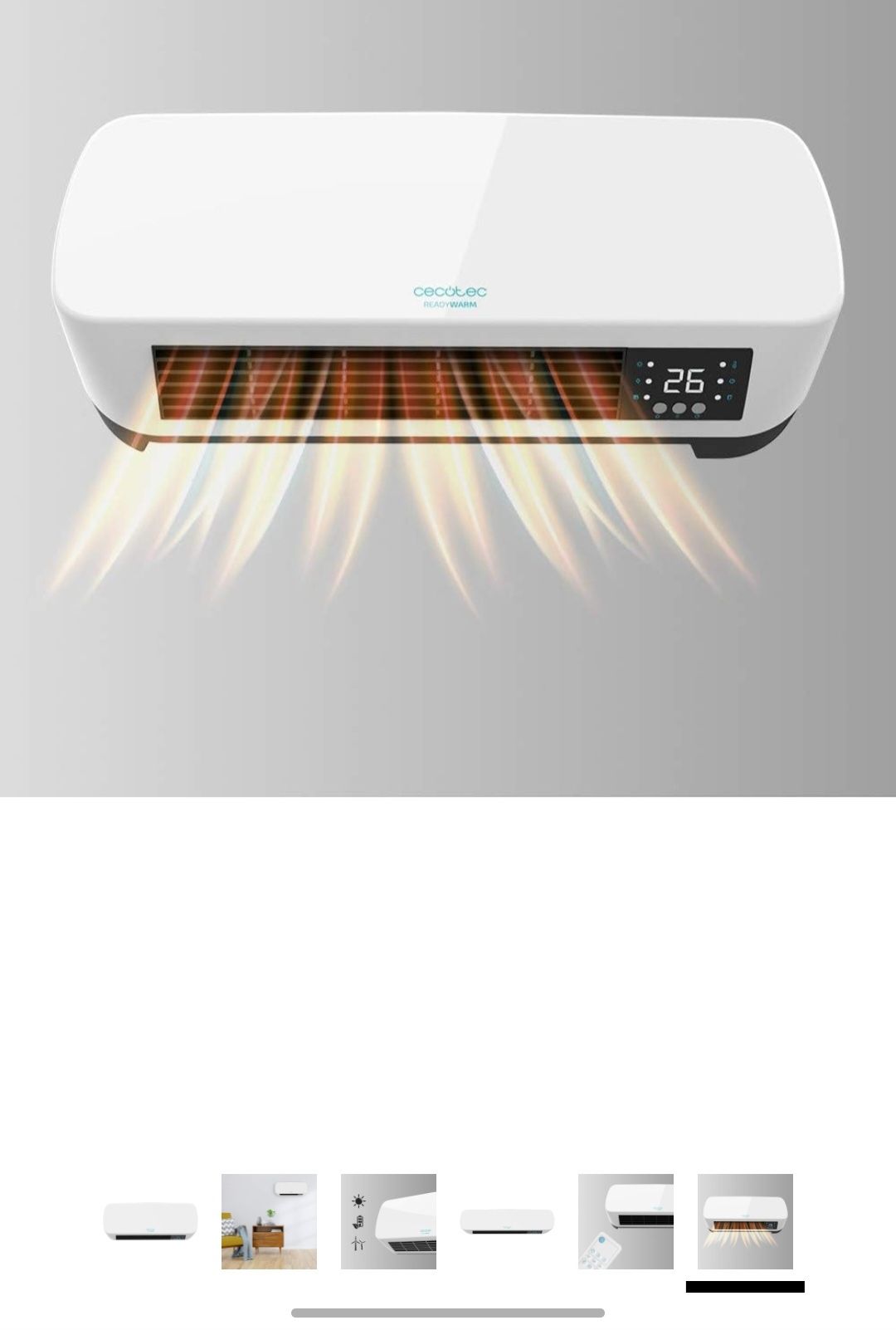 Aquecedor cerâmico de parede Cecotec Ready Warm, igual a Novo