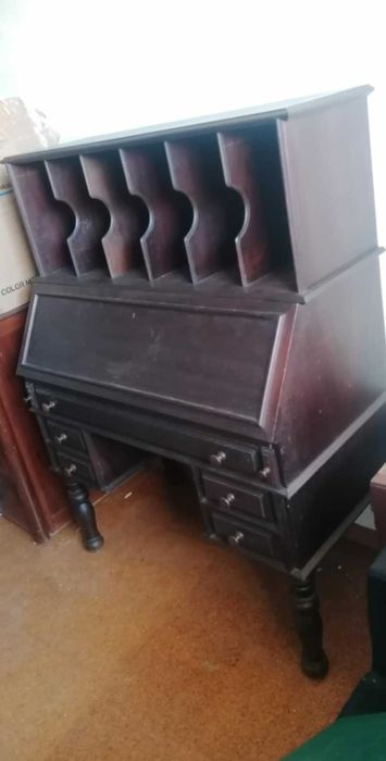 Escrivaninha/ arquivador vintage em madeira