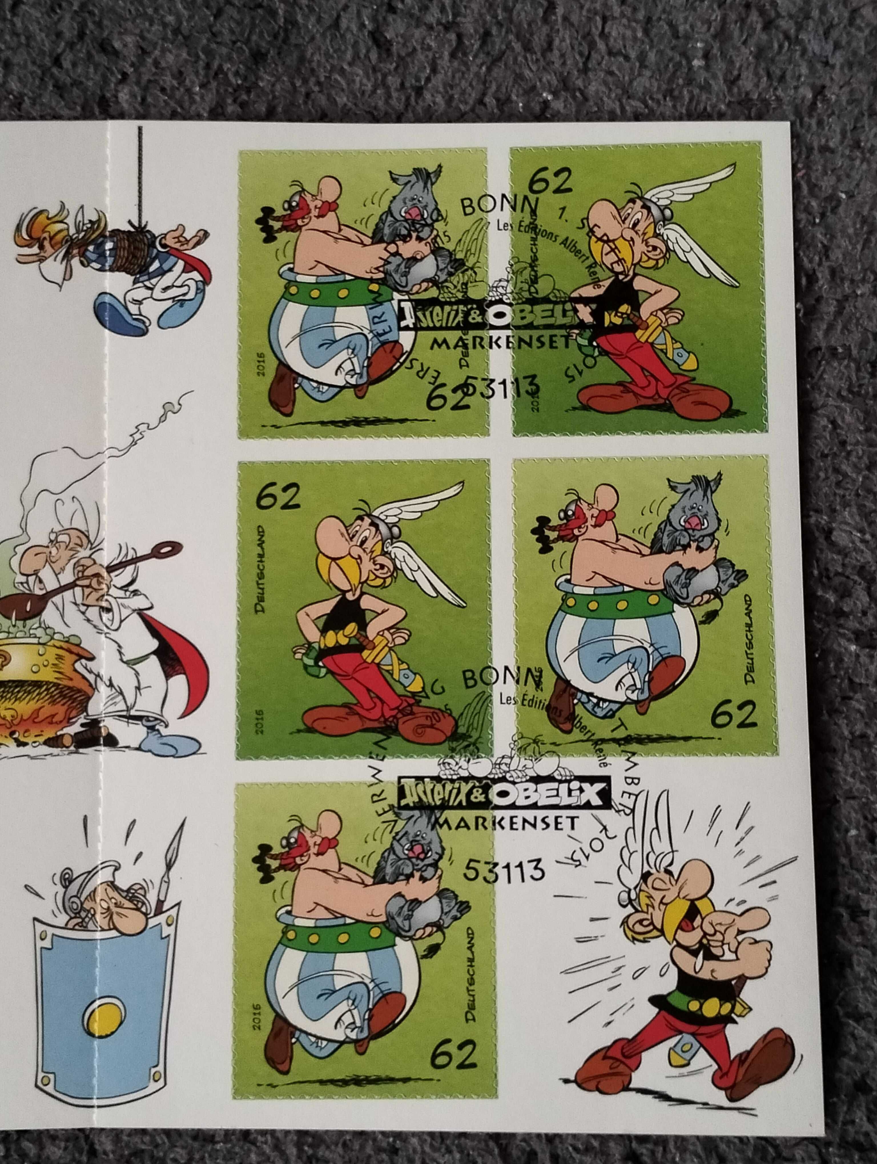 Komiks Asterix i Obelix, zestaw, blok, znaczki