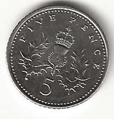 5 Pence de 2003, Reino Unido, Isabel II, Cardo