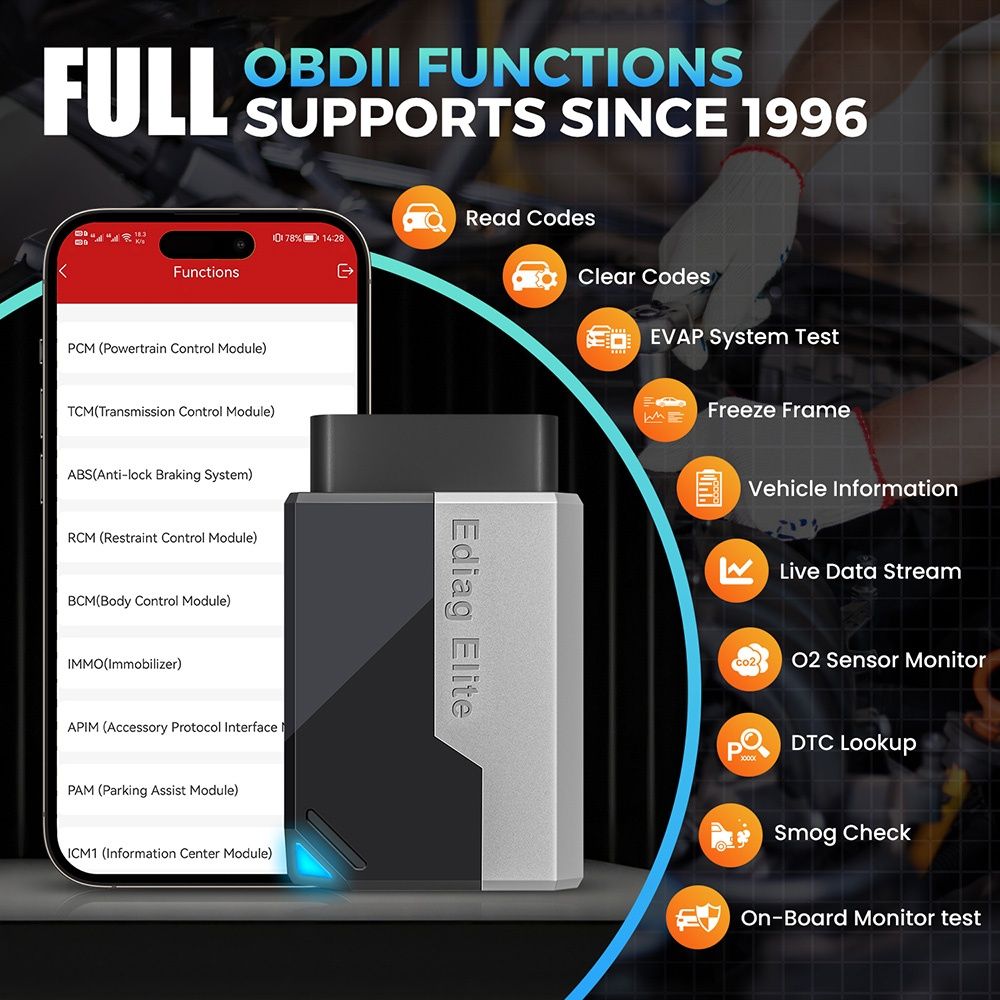 Obd2 kingbolen ediag elite мультимарочний сканер lifetime
