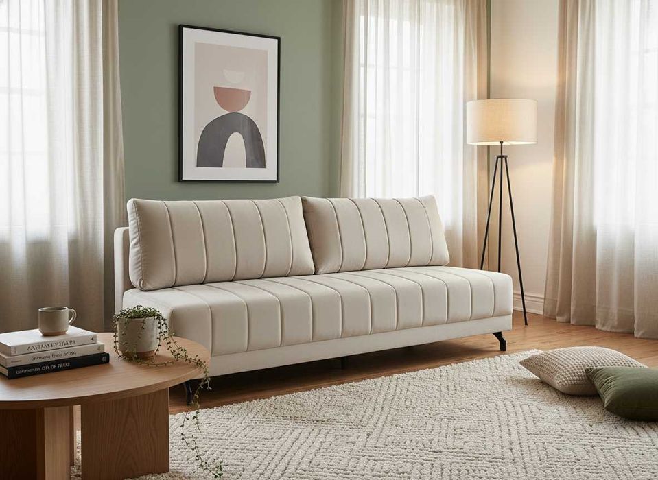 Kanapa sofa Mio z funkcją spania do salonu nowoczesna beżowa