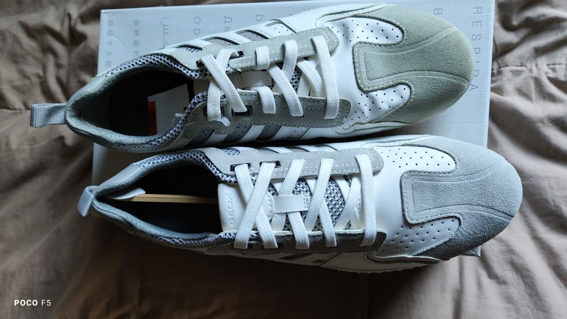 Geox Snake biało szare skórzane sneakersy rozm 43