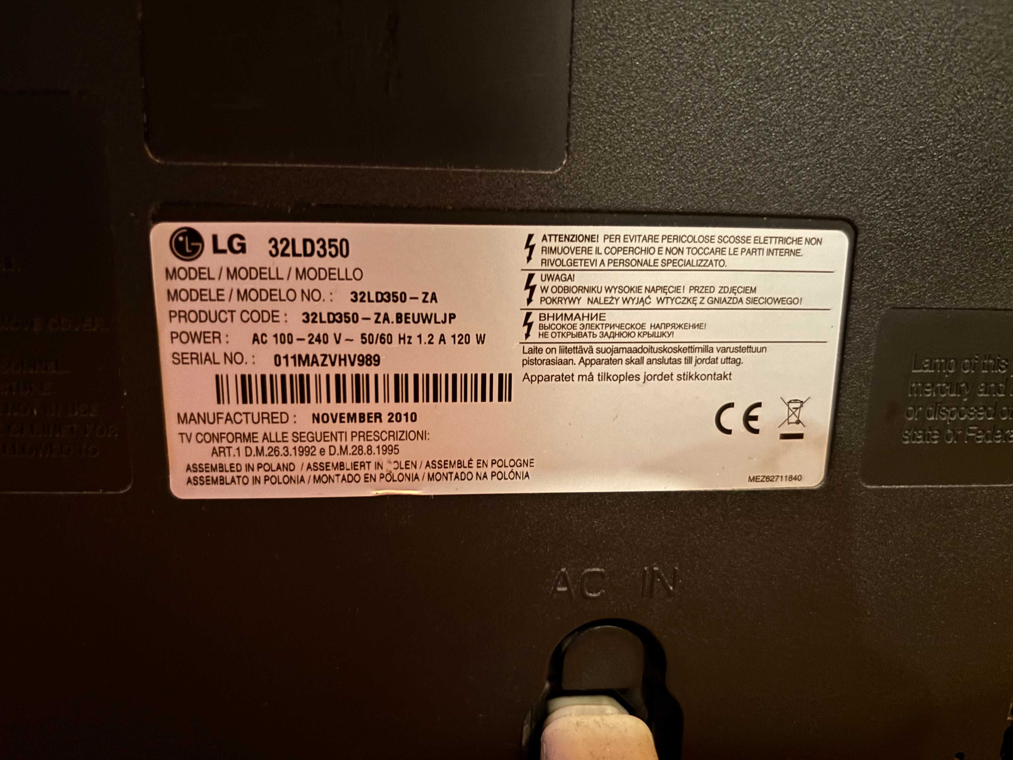 Telewizor LG 32LD350 32 cale + dekoder do DVB-T2