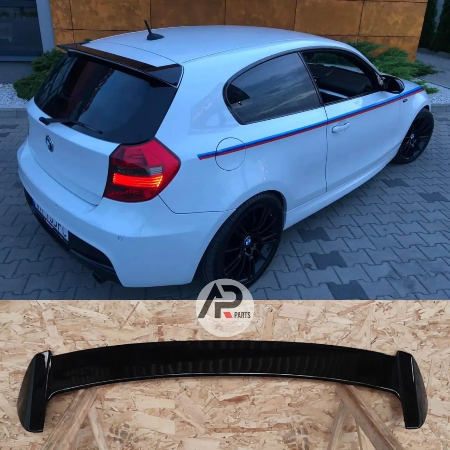 BMW Serie 1 E81 E87 Aileron Spoiler Mala Mperformance Preto brilhante