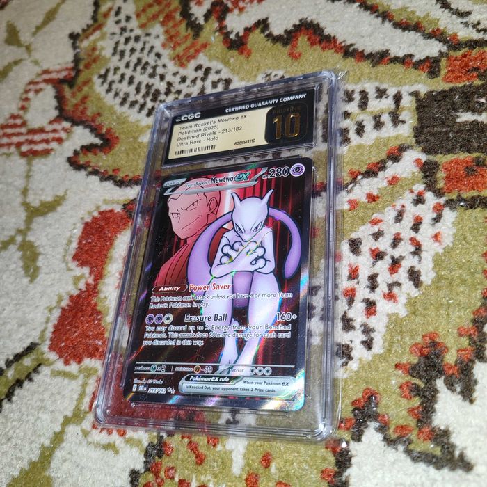 Pokemon Team Rocket’s Mewtwo ex CGC PRISTINE 10 Holo 213/182