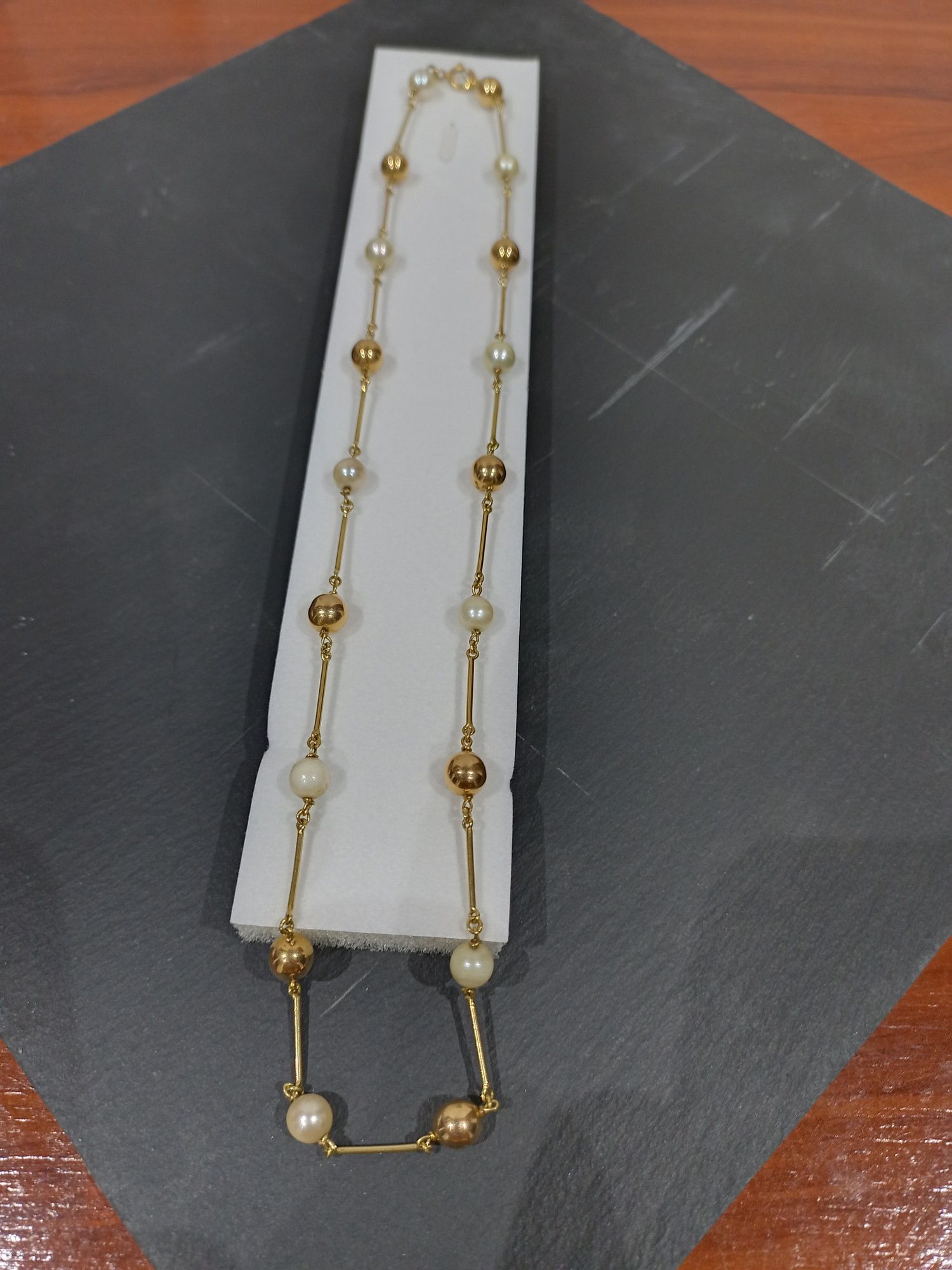 Colar e Pulseira em Ouro 19,2K com Pérolas Naturais