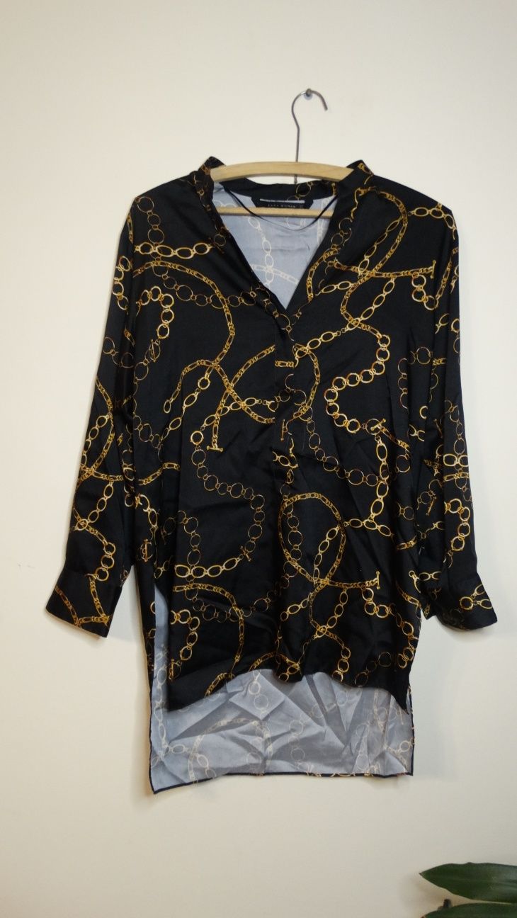 Zara woman długa koszula oversize vintage łańcuchy S