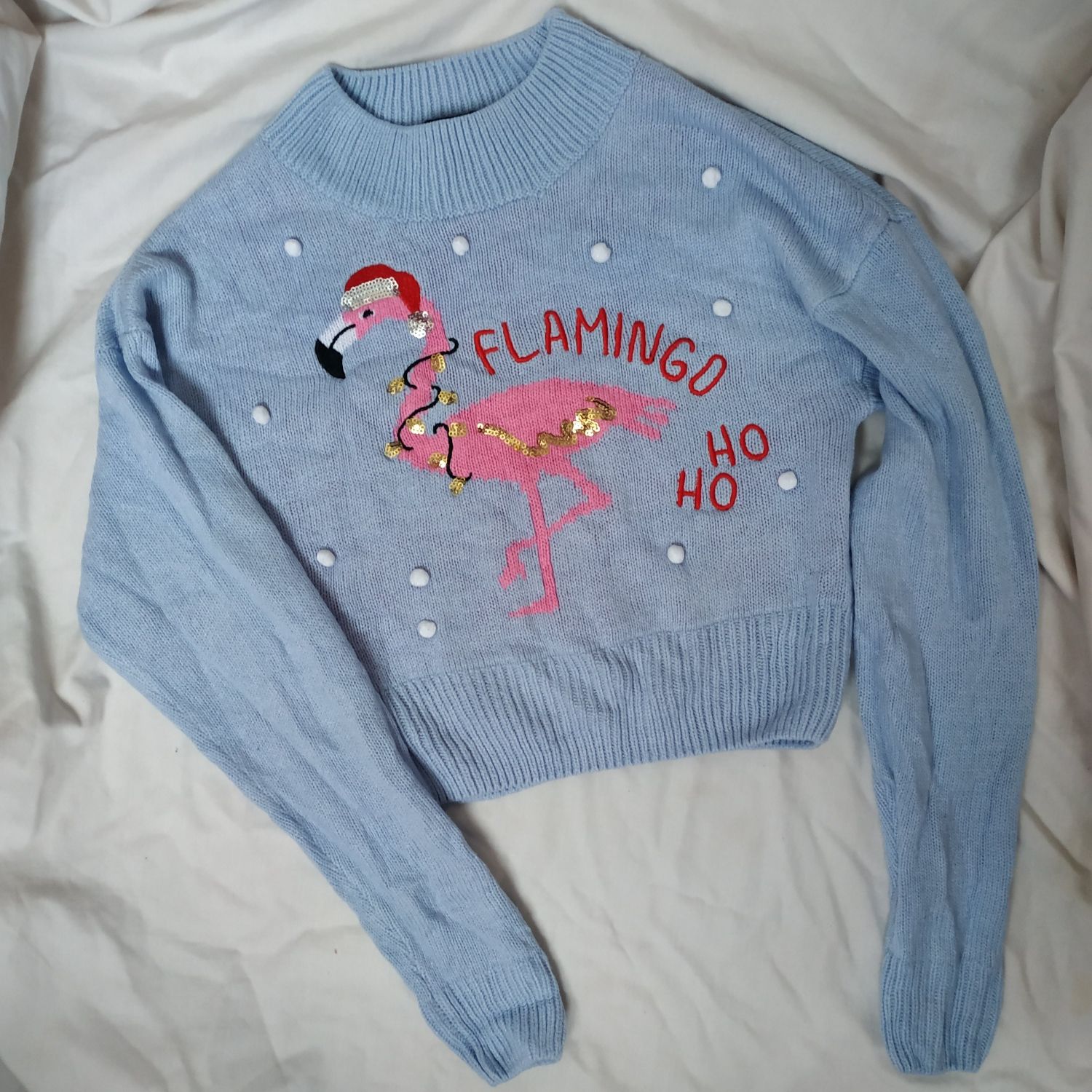 Свитер, короткий свитер фламинго,9-10 лет
