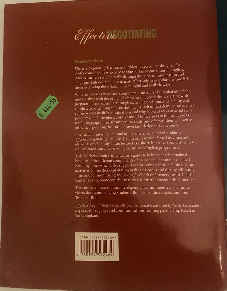 Effective Negotiating. Teacher’s Book