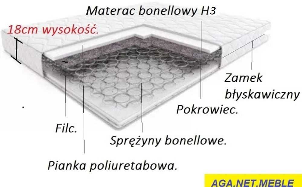 Materac sprężynowo bonellowy 90x200 80x200 wysokość 18 cm